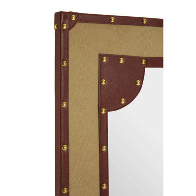 Canvas and Leather Trim Wall Mirror | Columbus