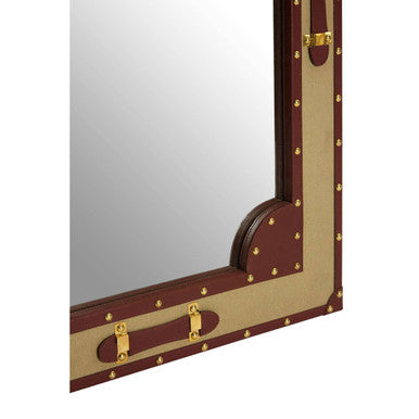 Canvas and Leather Trim Wall Mirror | Columbus