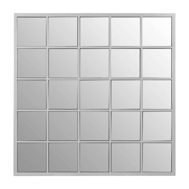 Silver Grid Frame Wall Mirror | Descartes
