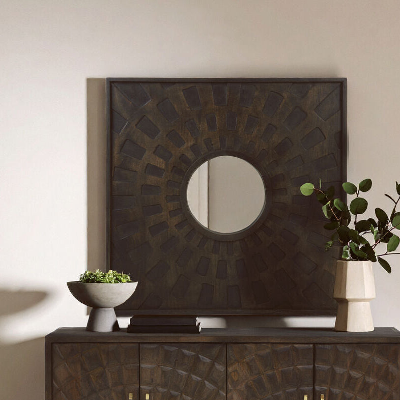 Carved Mango Wood Wall Mirror | Suri