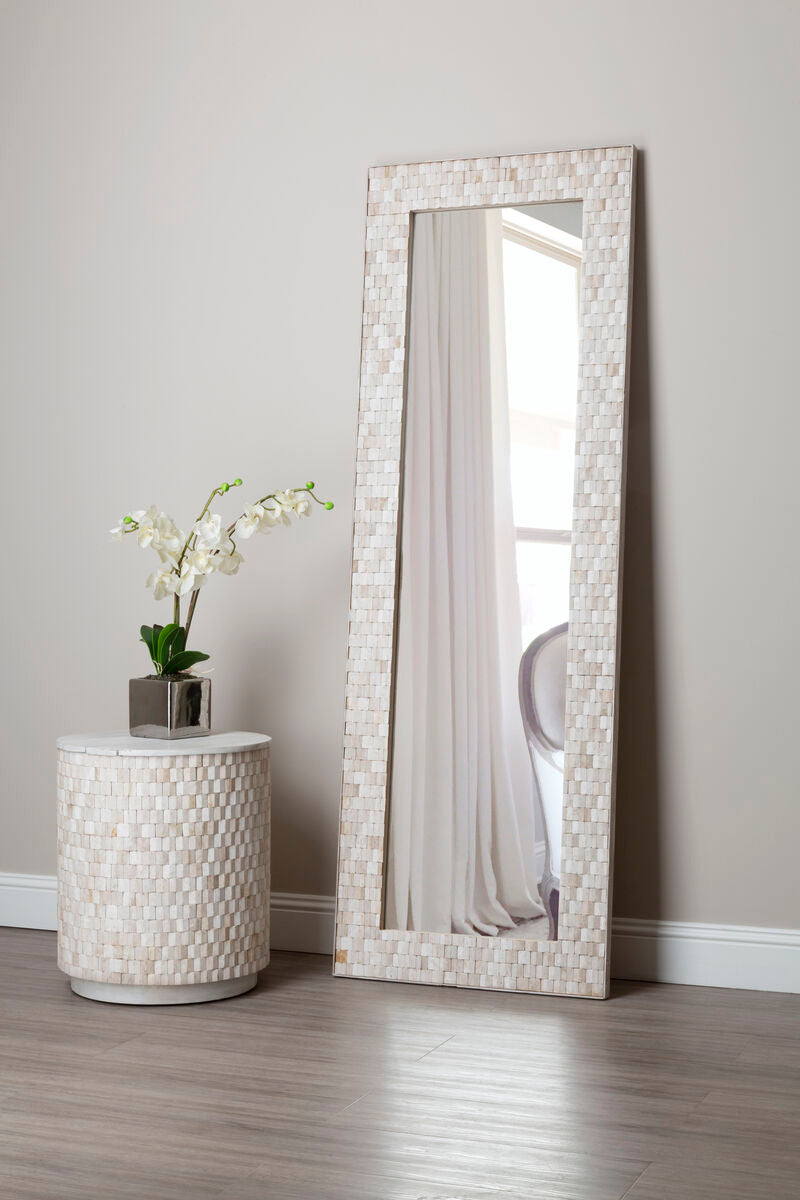 Rectangular White Wash Mosaic Wall Mirror | Hestina