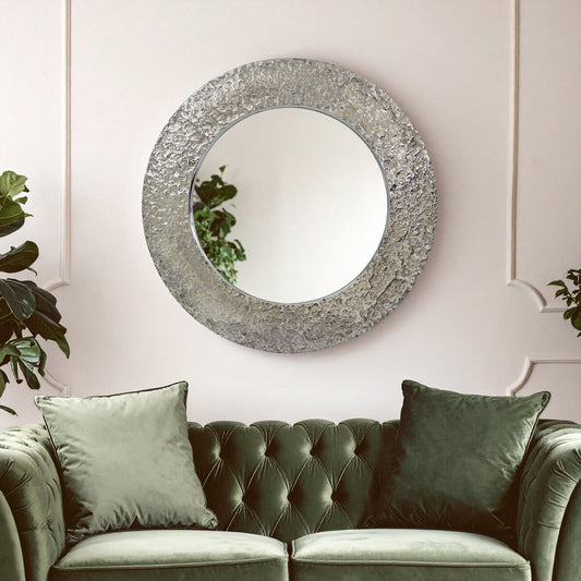 Akola Nickle Finish Round Wall Mirror