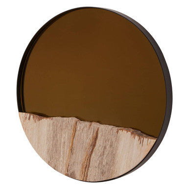 Petrified Wood Tile Small Round Mirror | Relic