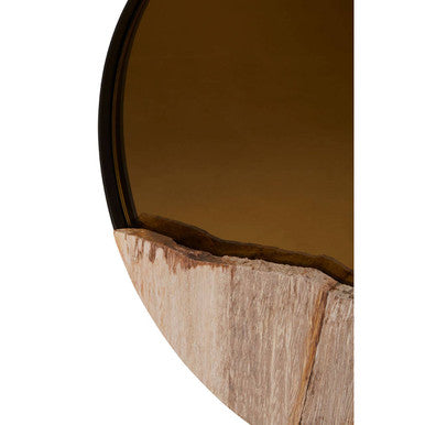 Petrified Wood Tile Small Round Mirror | Relic