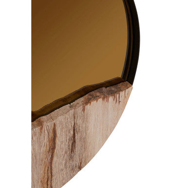 Relic Petrified Wood Tile Small Round Mirror