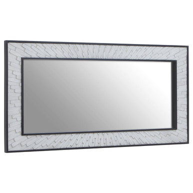Grey and White Finish Elm Wood Wall Mirror | Milan