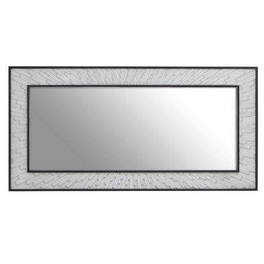 Grey and White Finish Elm Wood Wall Mirror | Milan