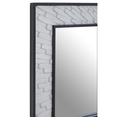 Grey and White Finish Elm Wood Wall Mirror | Milan