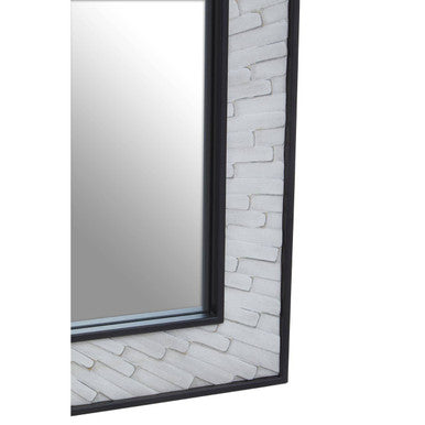 Grey and White Finish Elm Wood Wall Mirror | Milan