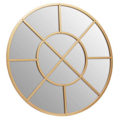 Descartes Gold Finish Round Wall Mirror