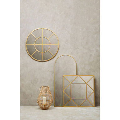 Descartes Gold Finish Round Wall Mirror