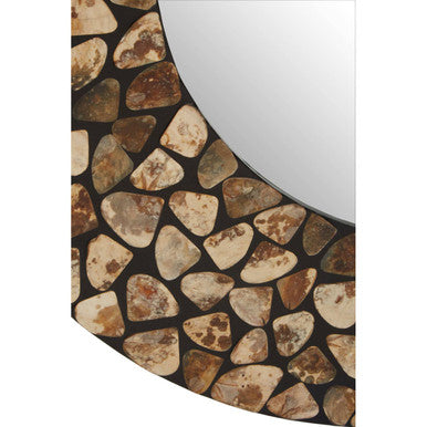 Palu Round Black Wall Mirror with Seashell Inlay
