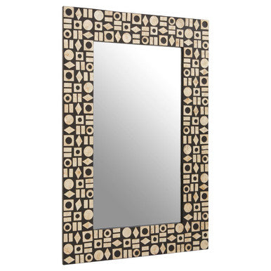 Palu Black Wall Mirror with Shell Inlay
