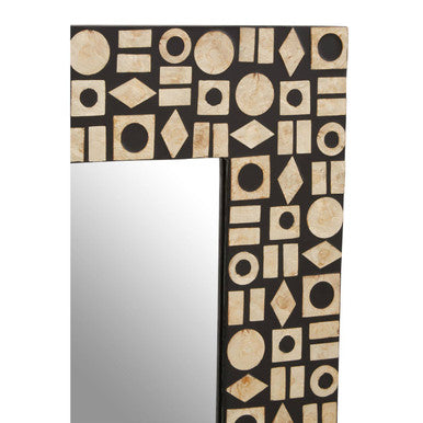 Palu Black Wall Mirror with Shell Inlay