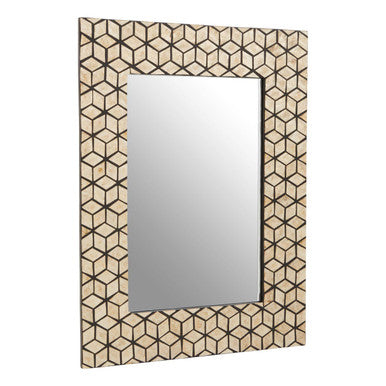 Palu Black Wall Mirror with Seashell Inlay