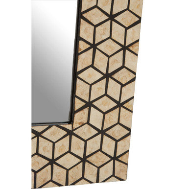 Palu Black Wall Mirror with Seashell Inlay