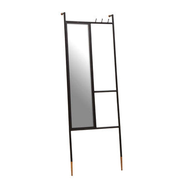 Black Floor Mirror with Coat Rack | Nirav