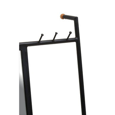 Black Floor Mirror with Coat Rack | Nirav