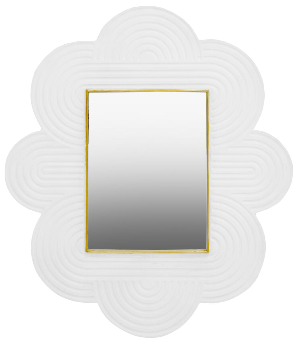 Saras White Finish Mango Wood Wall Mirror