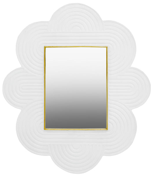 Saras White Finish Mango Wood Wall Mirror