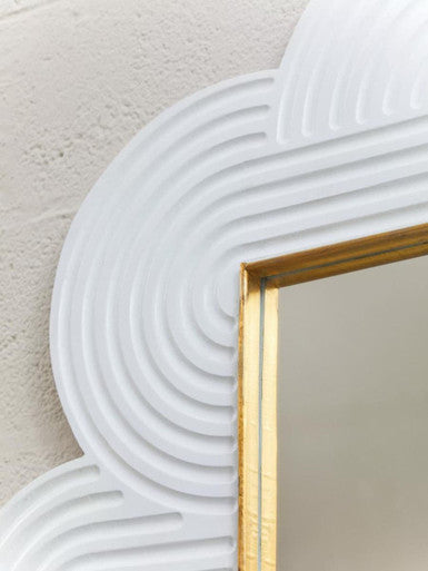 White Finish Mango Wood Wall Mirror | Saras