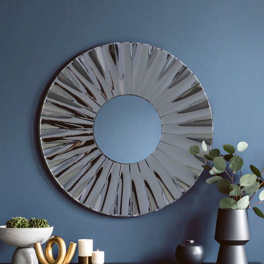 Jade Round Grey Wall Mirror