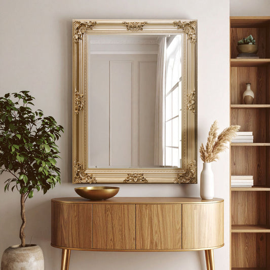 Lora Gold Finish Wooden Frame Wall Mirror