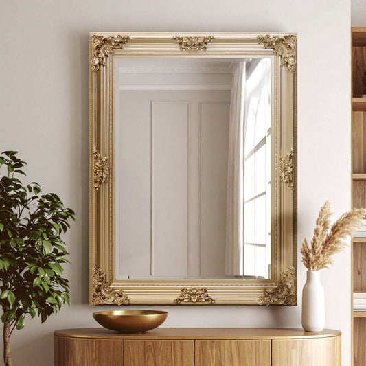Lora Gold Finish Wooden Frame Wall Mirror