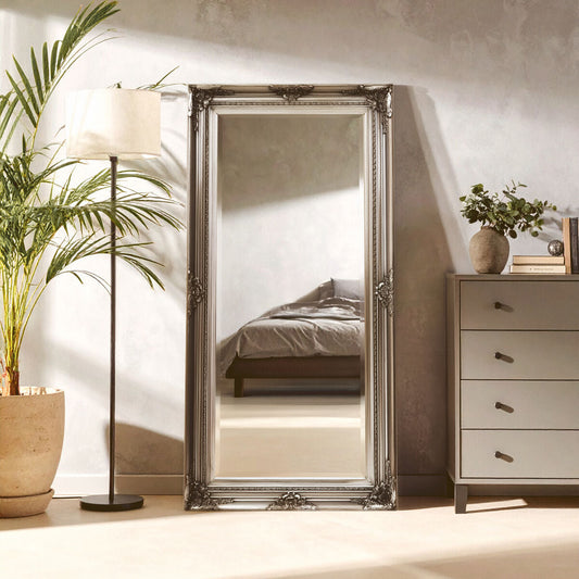 Lori 80X160Cm Wall Mirror Silver Wooden Frame