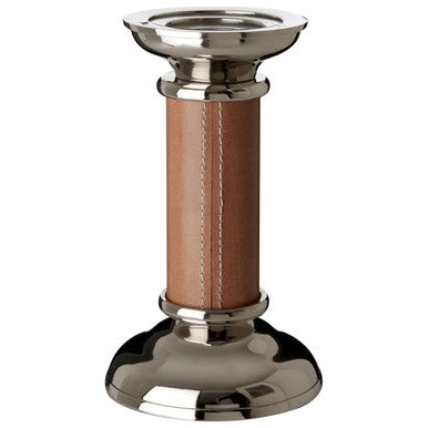Genuine Tan Leather Small Candle Holder | Churchill