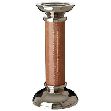 Genuine Tan Leather Large Candle Holder | Churchill