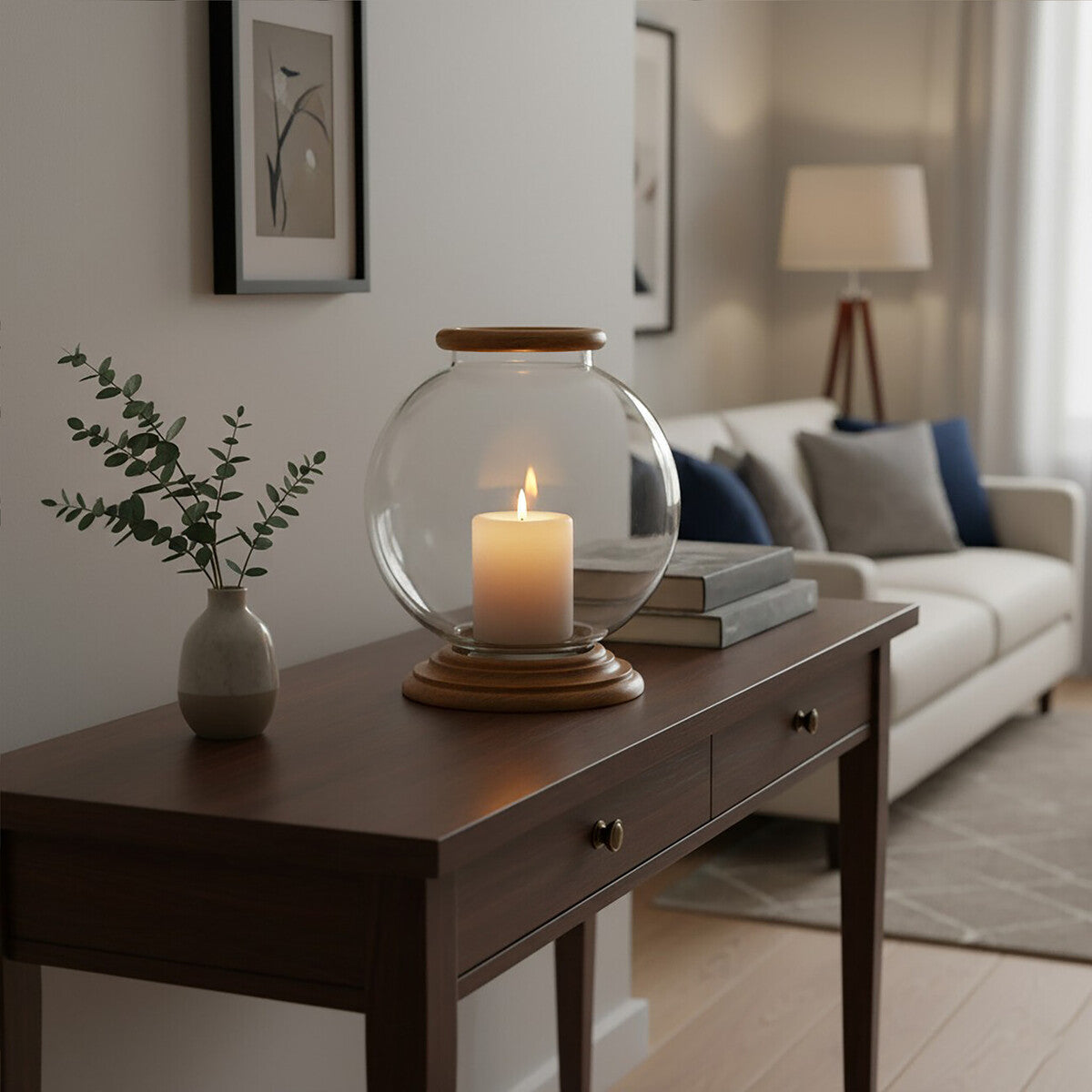 Hampstead Hurricane Large Glass Candle Holder.