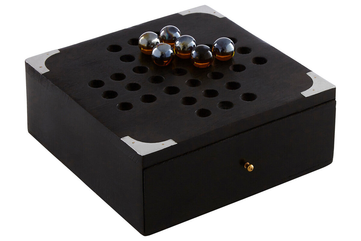 Black Sheesham Wood Solitaire Games Box | Churchill Games