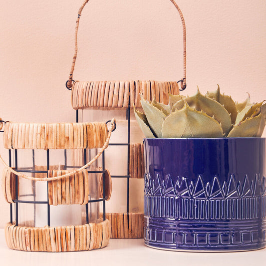 Petra Blue Finish Planter