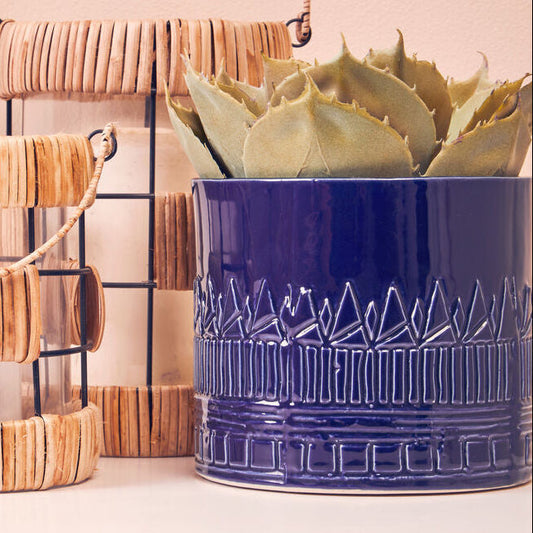 Petra Blue Finish Planter