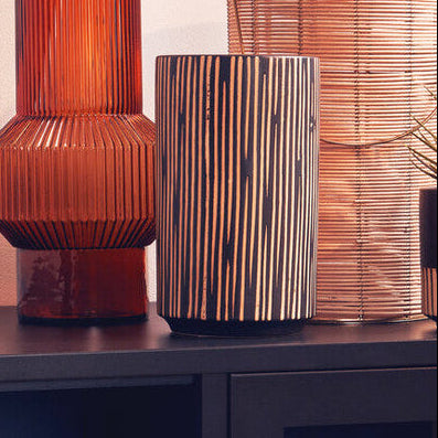 Kiso Large Black and Cream Finish Vase