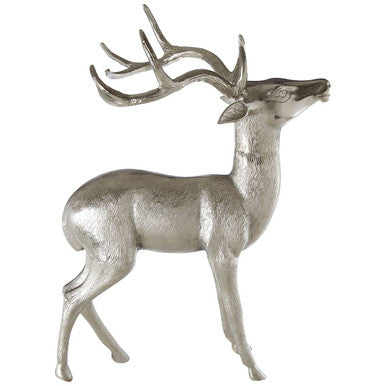 Large Nickel Finish Floor Standing Stag