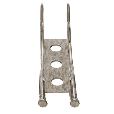 Antler Silver Metal 3 Bottle Wine Rack with Curved Antler Design