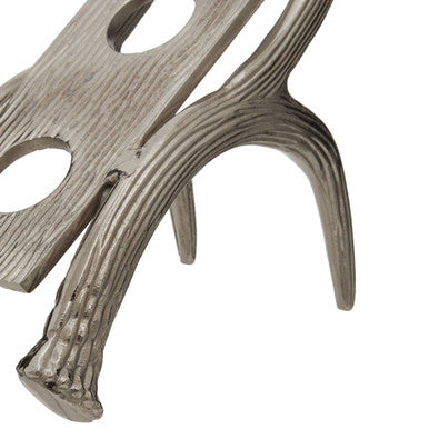 Antler Silver Metal 3 Bottle Wine Rack with Curved Antler Design