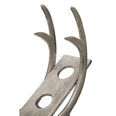 Antler Silver Metal 3 Bottle Wine Rack with Curved Antler Design