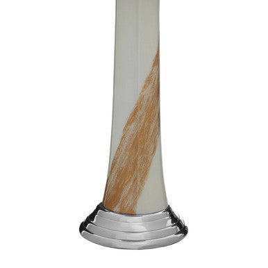 Alma White and Gold Metal Candle Holder with Brushstroke Design