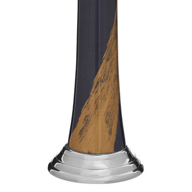Alma Blue and Gold Metal Candle Holder with Brushstroke Design