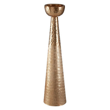 Solis Gold Finish Pillar Candle Holder