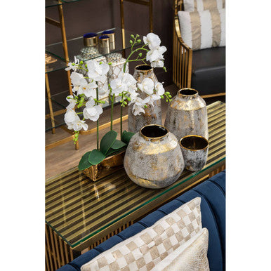 Large Grey and Gold Ceramic Vase | Orvena