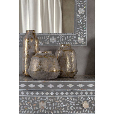Medium Grey and Gold Ceramic Vase | Orvena