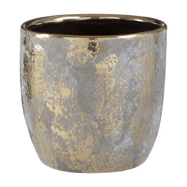 Orvena Large Grey and Gold  Ceramic Planter
