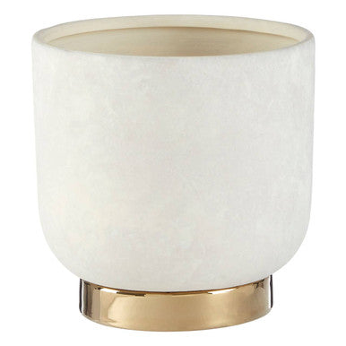 Callie White and Gold Small Ceramic Planter