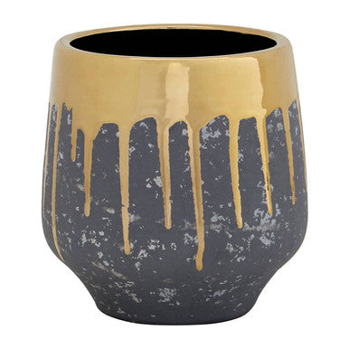 Cyrus Small Grey and Gold Finish Planter