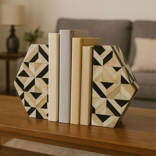 Harlo Ivory and Black Set of 2 Bookends