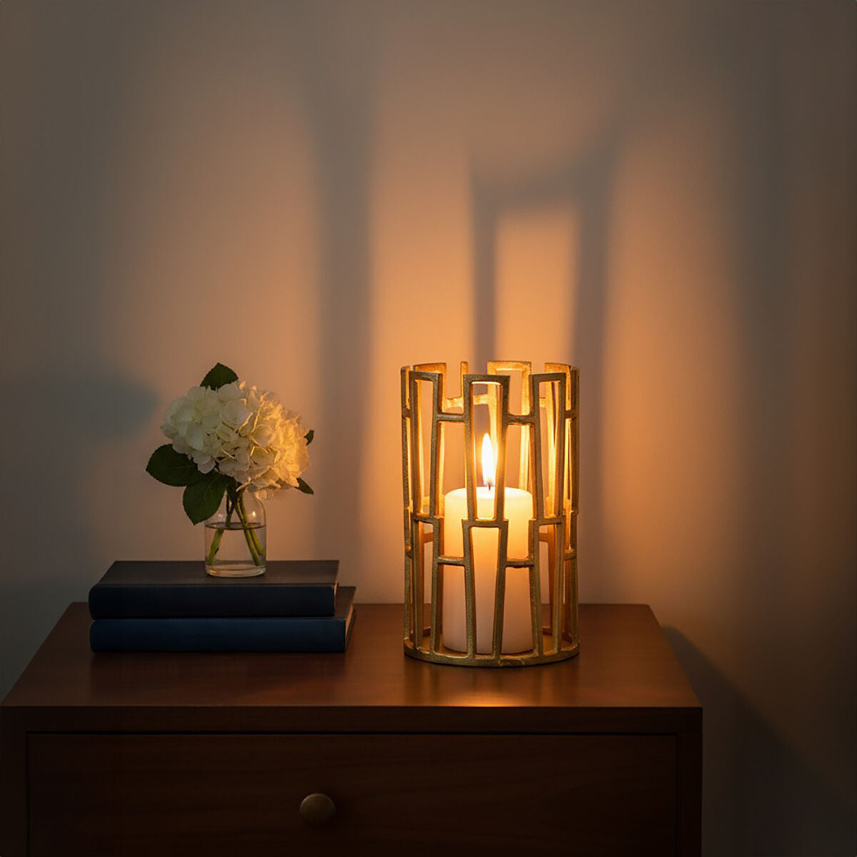 Delphi Small Candle Holder in Gold Finish